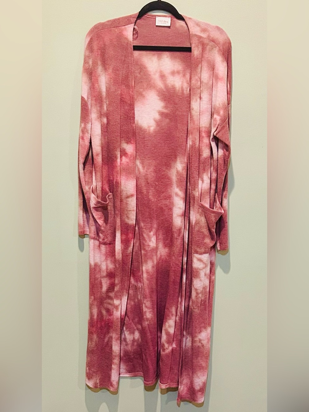 1.4.3. Story by Line Up Dusty Rose Tie-Dye Long Open Cardigan